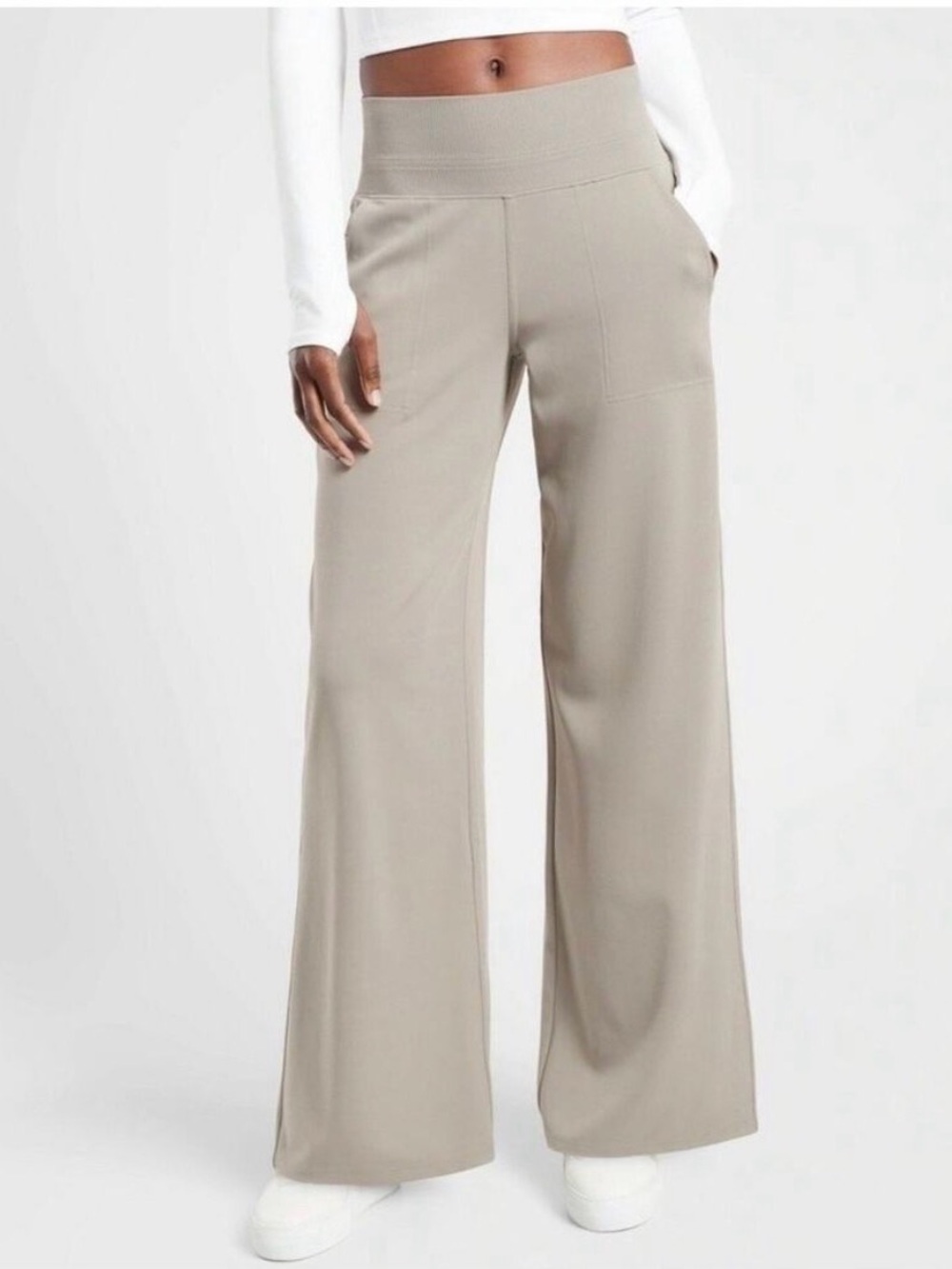 Athleta Wide Leg Bluff Grey Stretch Elevated Athleisure Trouser Venice Pants 1X